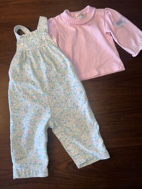 Vintage Floral Overalls Set